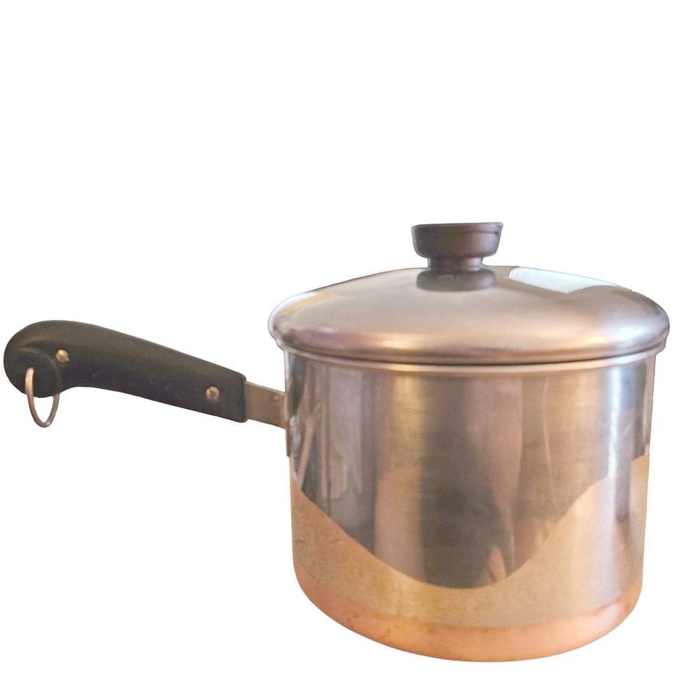 Pre-1968‎ Revere Ware 3 Qt Copper Clad Bottom Stainless Steel Saucepan Lid MCM